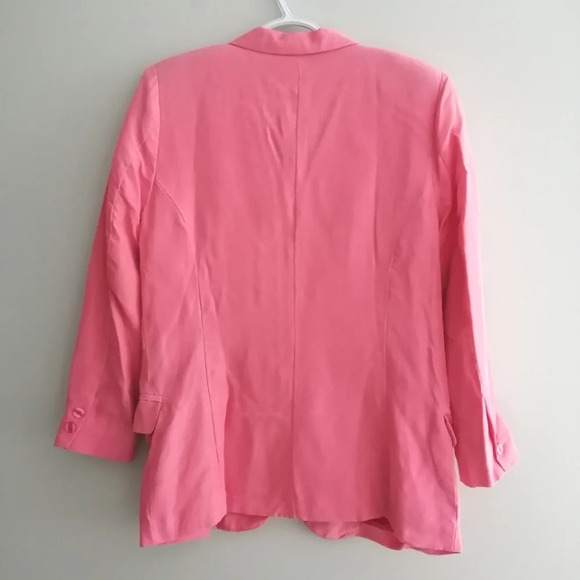 Vintage 100% Silk Pink Oversized and Longline Single Breasted Blazer XS - Picture 4 of 16